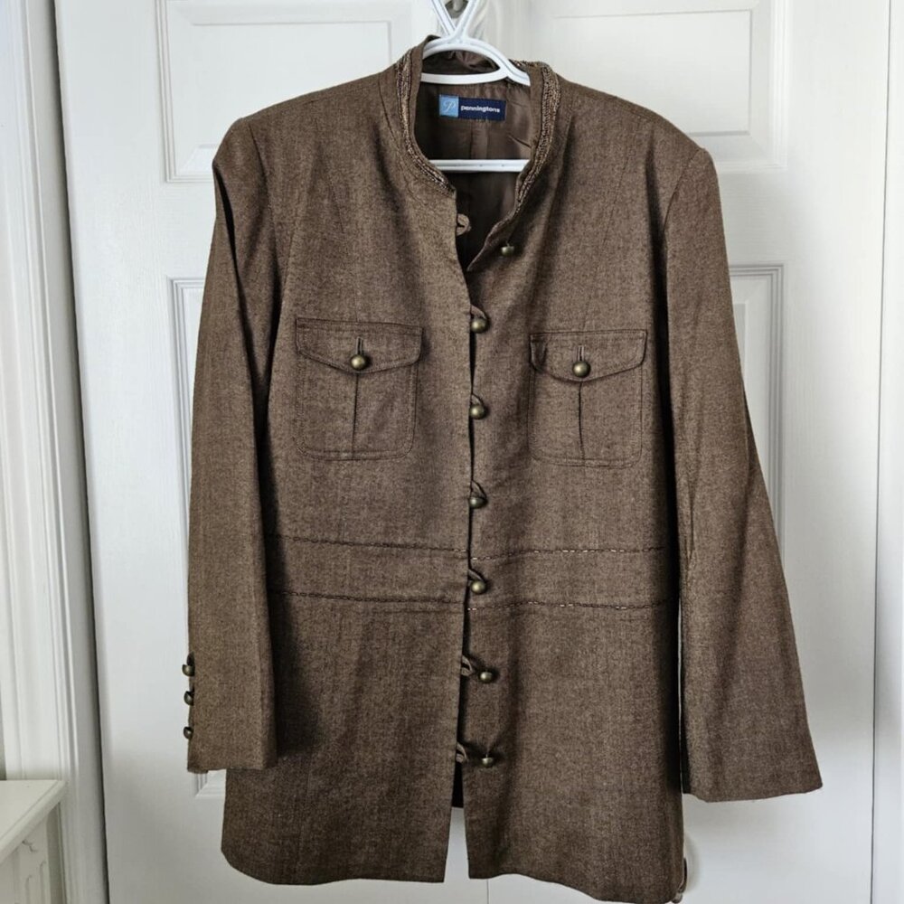 Suit Jacket with beaded detail - Brown - Size 18